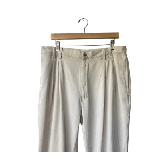 VTG Tommy Bahama Relax Mens Silk Pants 38 Cuffed Beige Trousers Tan Beach Preppy - Picture 2 of 9